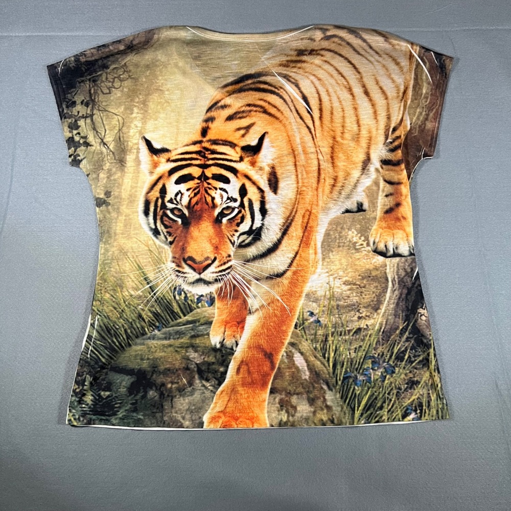 Big Bang USA Tiger Rhinestone Embellished Graphic T-Shirt Y2K Bling 00s Retro - Picture 2 of 6